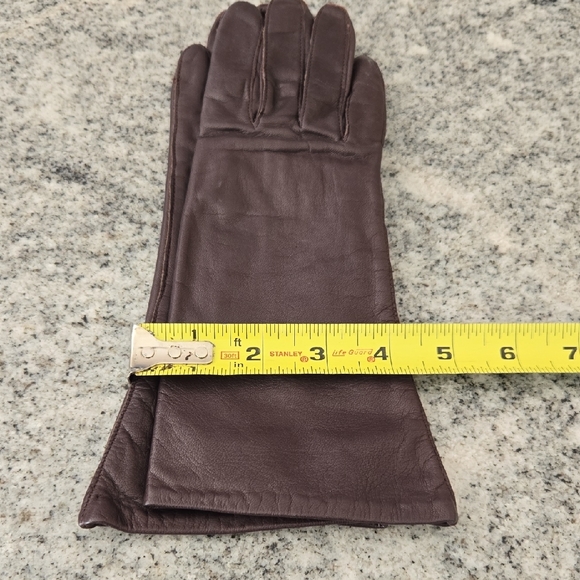 Vintage Women's Medium Dark Brown Leather Gloves - Picture 11 of 11